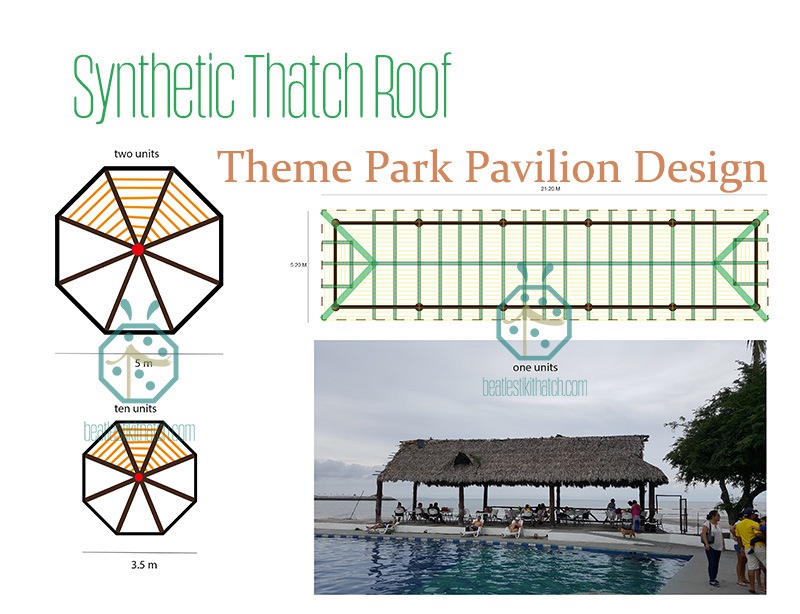 水上ヴィラのテーマパーク設計のための合成アタップ茅葺き屋根